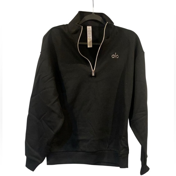 NWT Alo Yoga accolade 1/4 zip pullover BLACK Size XS